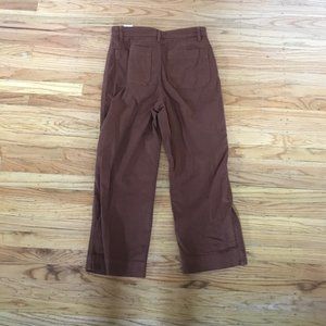 Stretch Cotton Twill Wide-Leg Crop Pant in Rust